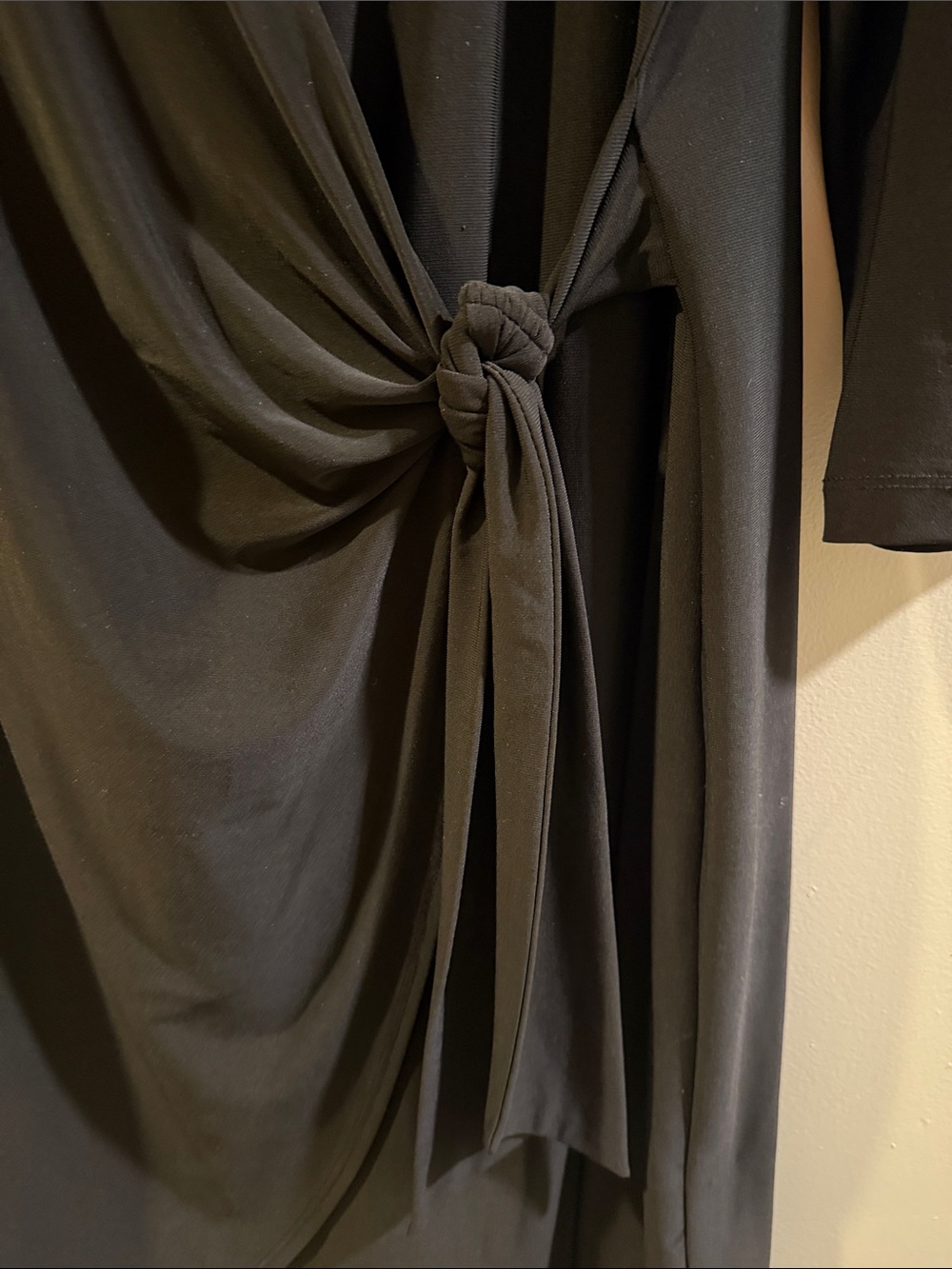 Scarlett Nite Black Long-Sleeve Wrap Dress with Side Knot - Picture 3 of 6